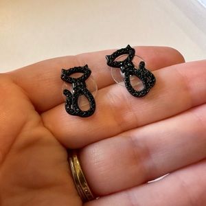 Kate Spade black cat earrings